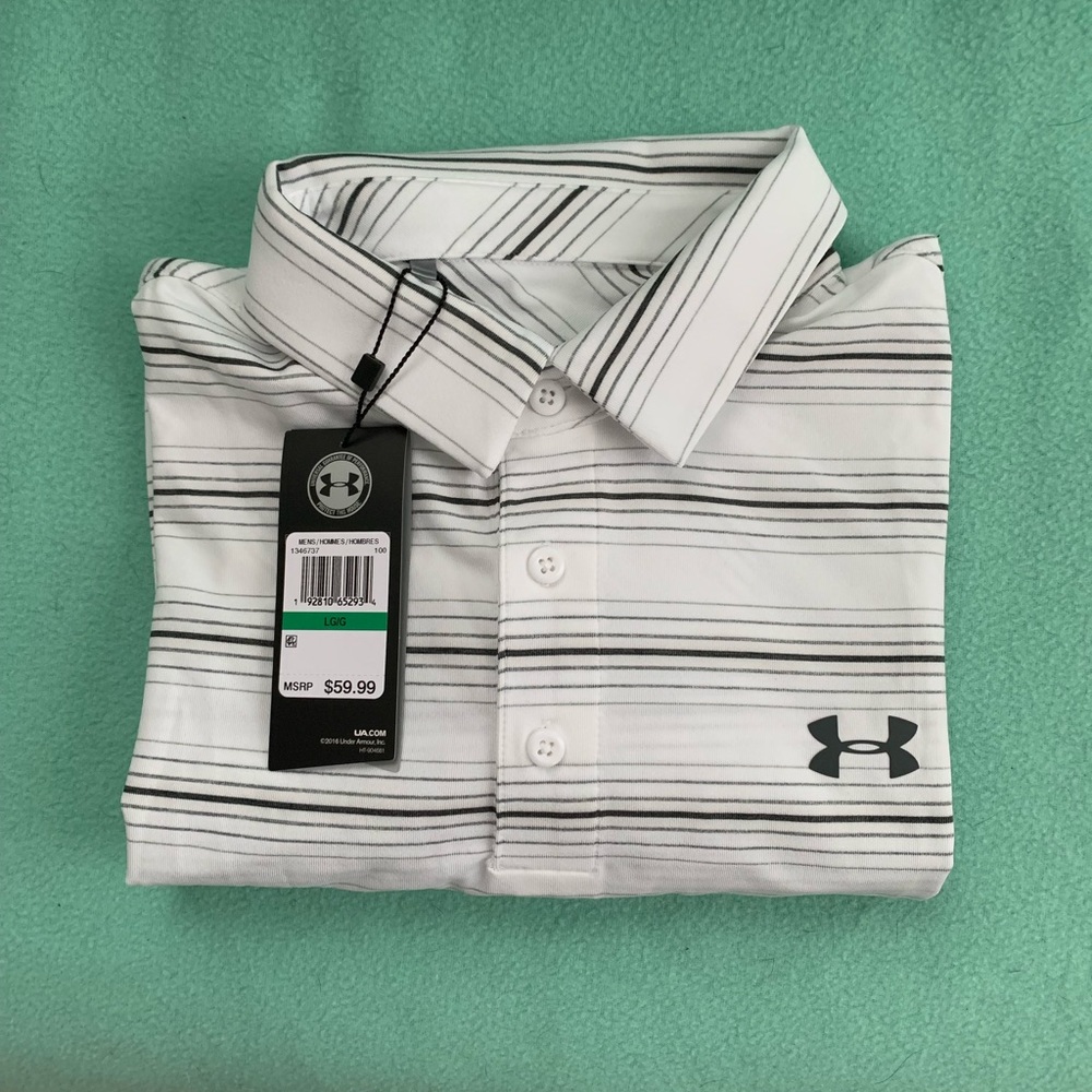 Under Armour men’s striped golf shirt - size Large